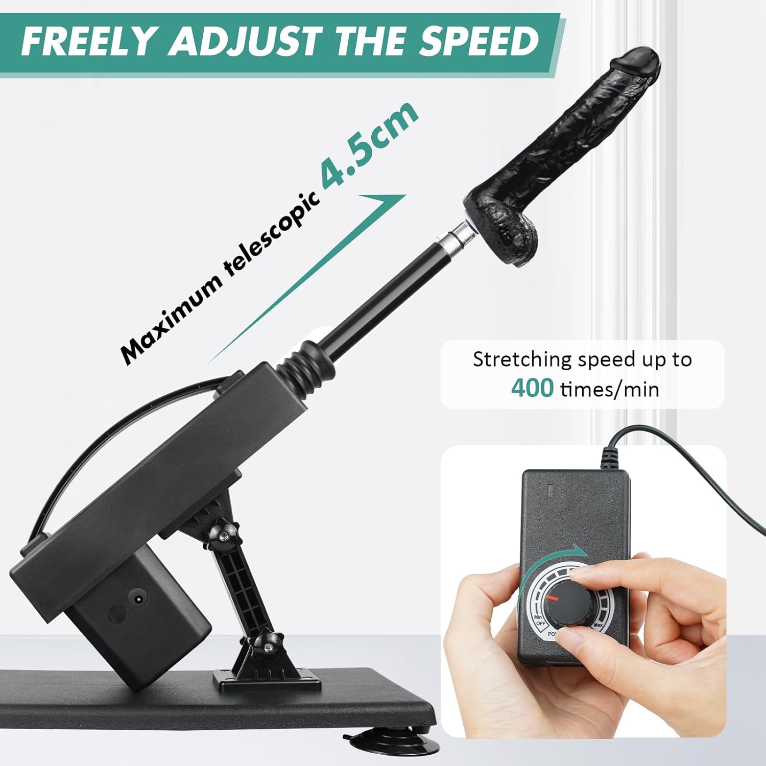 Sex Machine Thrusting Dildo Machine Deep Penetrating Sex Machines Thrust Machine Automatic Thruster for Dildo with Suction Cup 3XLR Large Attachments 4.5CM Range Sex Toys Machines & Devices (Standard)