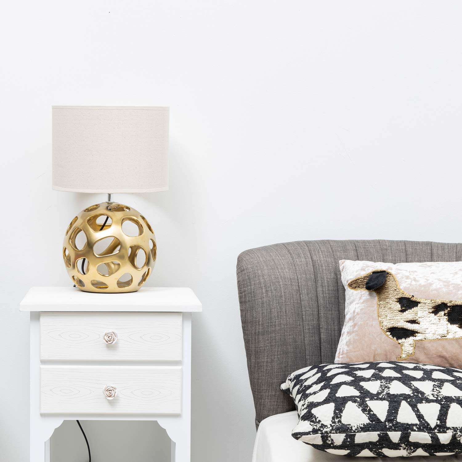 BARONI Lampada da Tavolo in Ceramica Colorata (Traforata Oro)