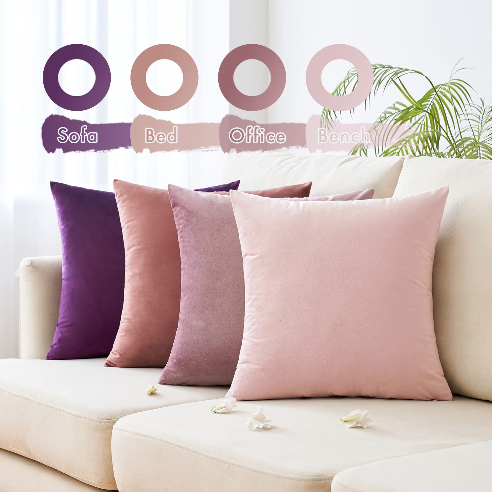 Housses Coussin Velours 40x40cm - Lot De 4 - Decoration Canapé Salon