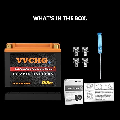 Miniatura 7 de VVCHG+ Motocicletas Batería de litio YTX12-BSYTX14-BSYTX16-BSYTX20-BS, 12V 8Ah 750A Batería deportiva LiFePO4 de alta potencia para ATV, UTV,