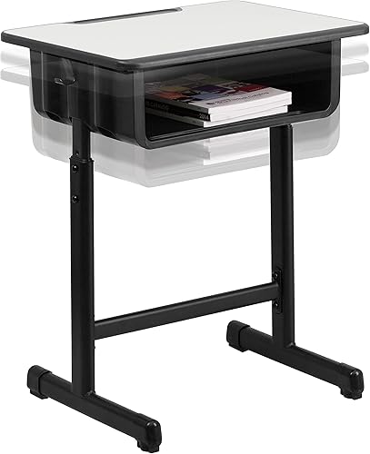 Miniatura 17 de Flash Furniture Billie - Escritorio para estudiantes de frente abierto para aulas o aprendizaje remoto, escritorio escolar de altura ajustable con