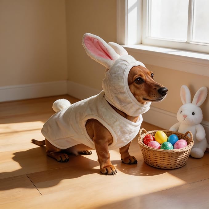 Disfraz de Conejo Blanco para Perros Pequeños Talla L miniatura 6