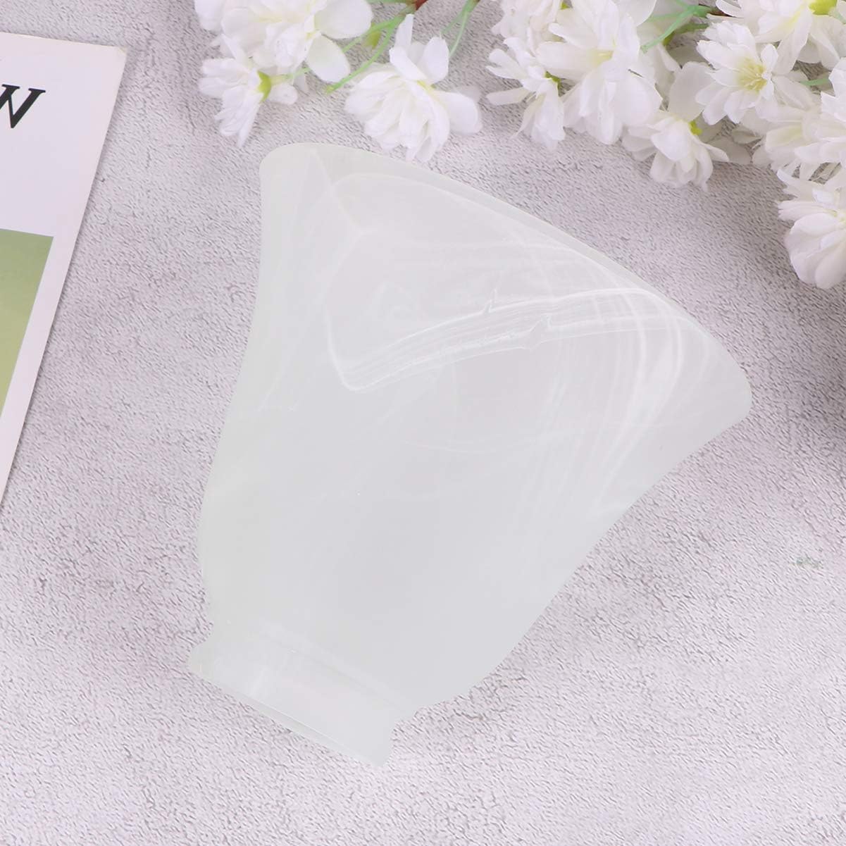 SOLUSTRE Replacement Lampshades Hanging Bulb Lamp Shade Ceiling Light Shade Fixture Replacement Globes White Glass Lamp Shade Bell Glass Table Frosted Pleated E27 Housing Cover