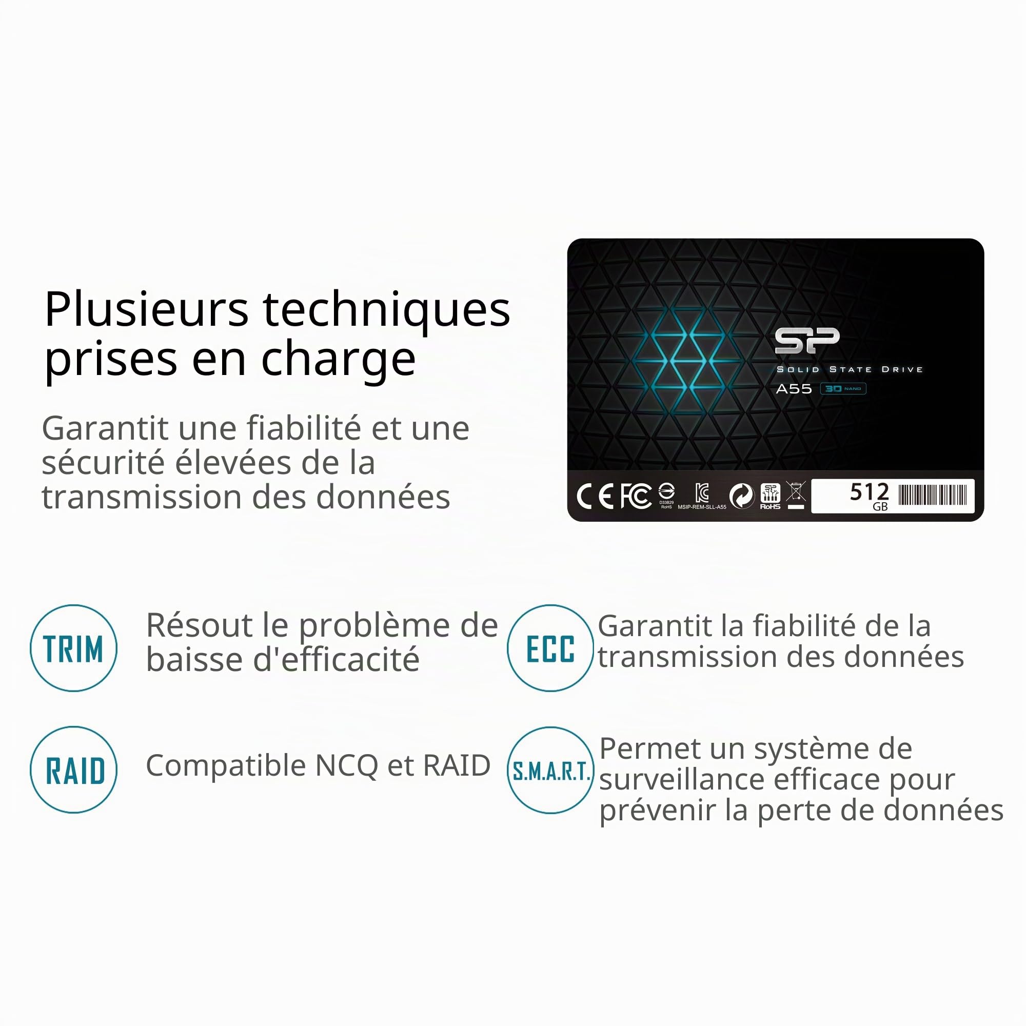 Silicon Power SSD 512GB 3D NAND A55 2.5" SATA III Internal Solid State Drive