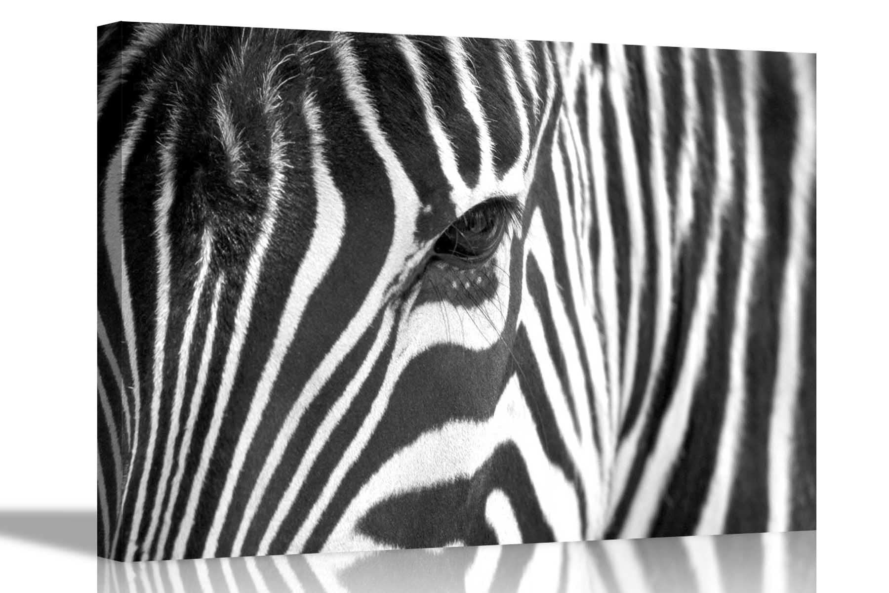 Artley Prints Black And White Zebra Stripes Canvas Print Animal Pictures Wall Art Stretched And Framed Abstract Artwork Home Livingroom Office Extra Large 101 X 76Cm (40 X 30 Inches)