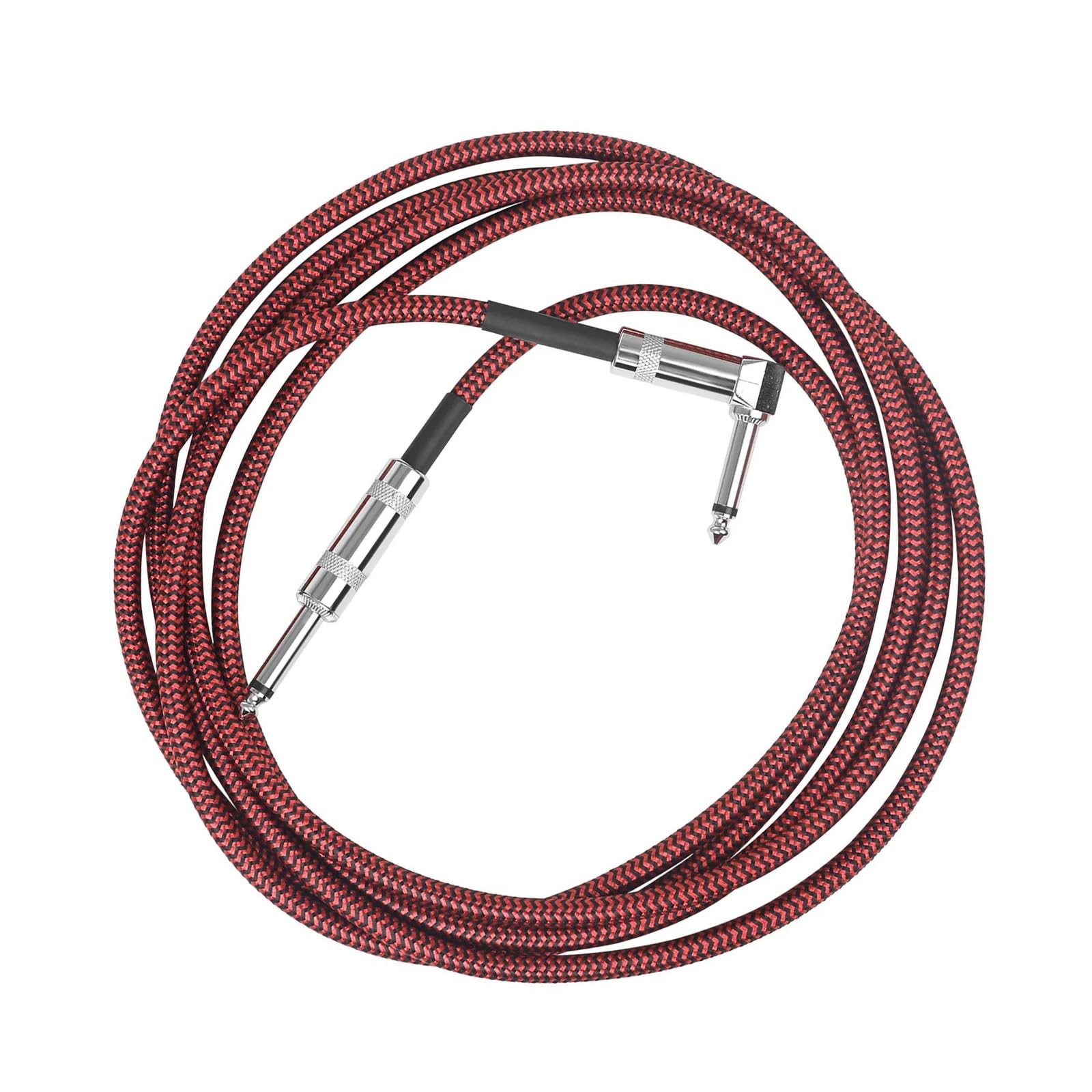 Czarno czerwony Ekranowany Kabel W Oplocie Z Redukcją Szumów 6,35 Mm Akcesoria Do Gitary I Basu Kable Gitarowe O Niskim Poziomie Szumów