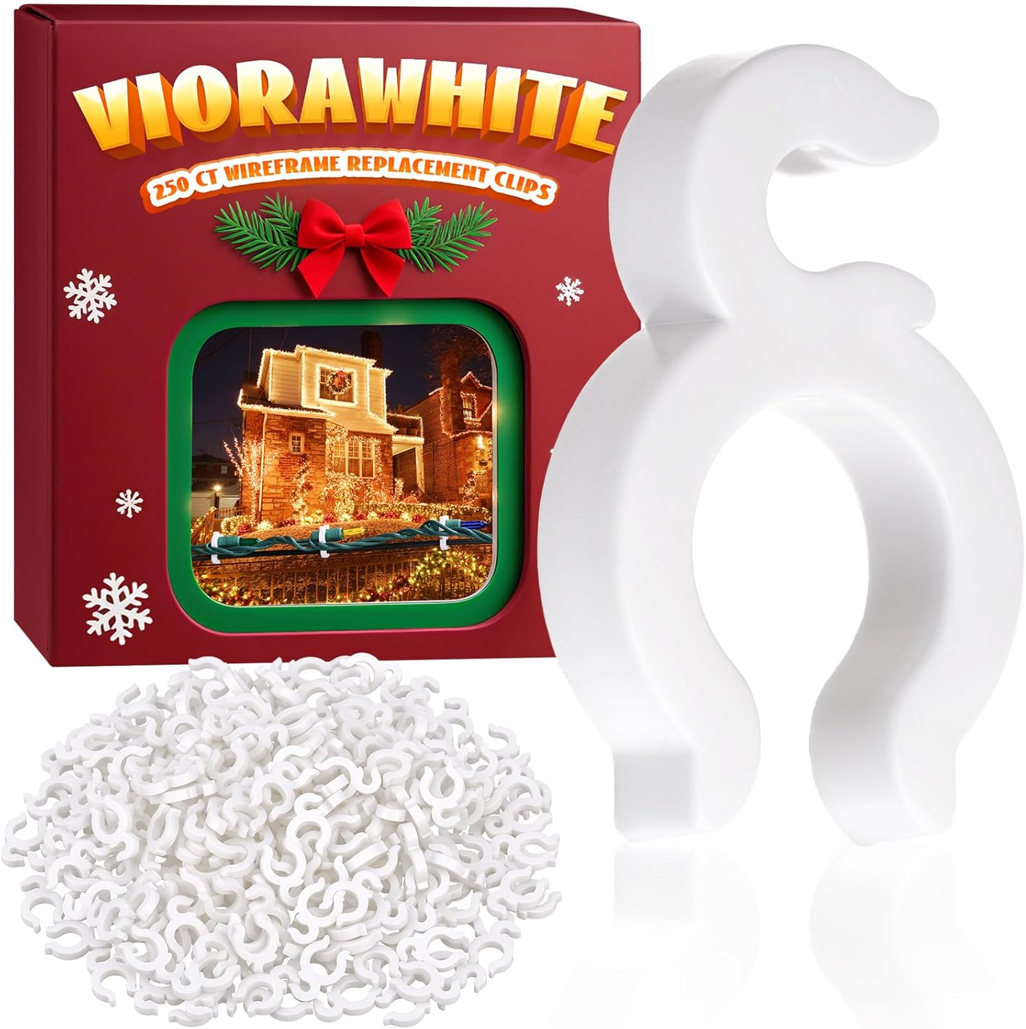 1000 Pcs Wire Frame Christmas Light Clip White Plastic Replacement Clips for 1/4" and 1/8" Wire Frames to Hold Mini String Lights for Xmas Reindeer Holiday Yard Decoration