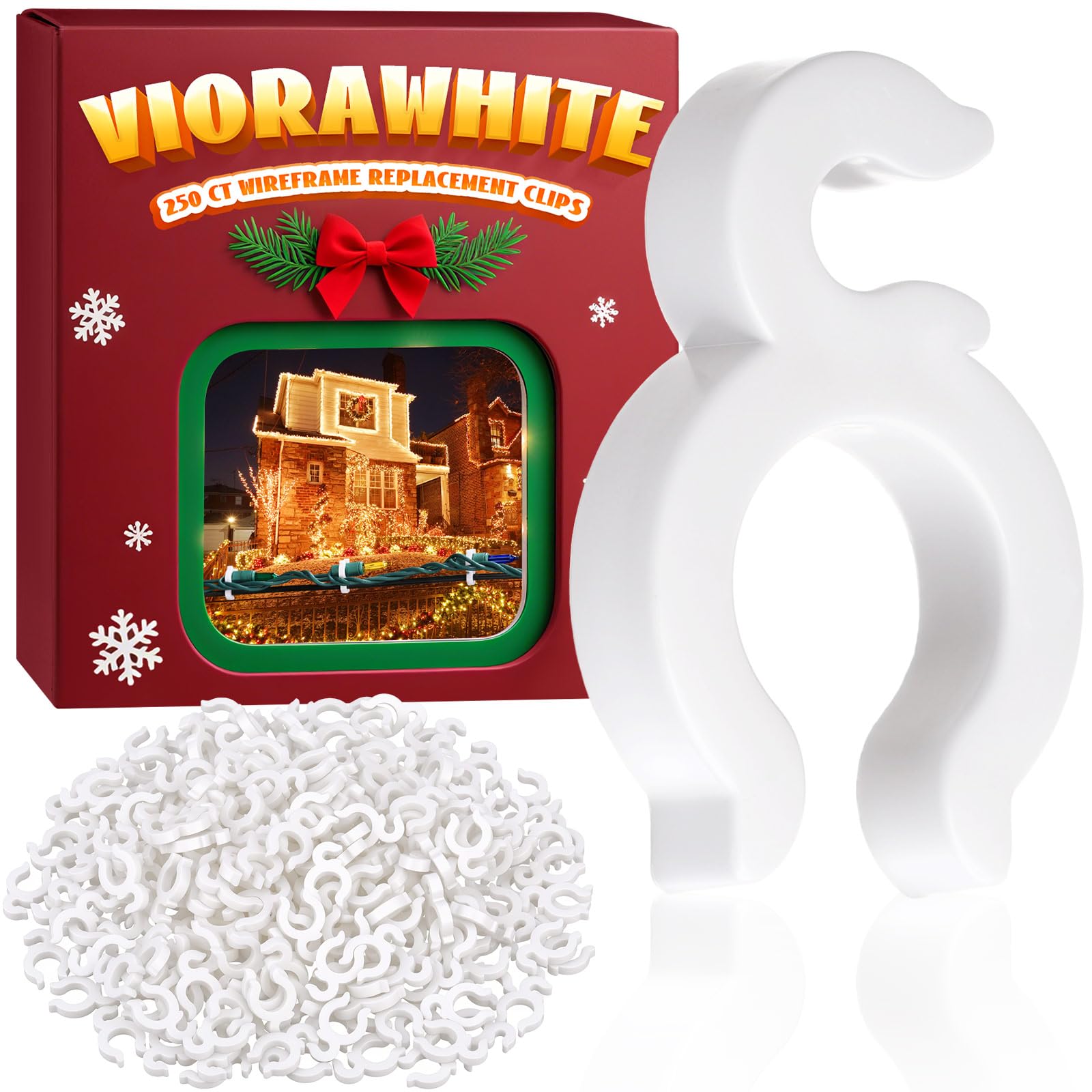 250 Pcs Wire Frame Christmas Light Clip White Plastic Replacement Clips for 1/4 Inch Wire Frames to Hold Mini String Lights for Xmas Reindeer Holiday Yard Decoration-image-40