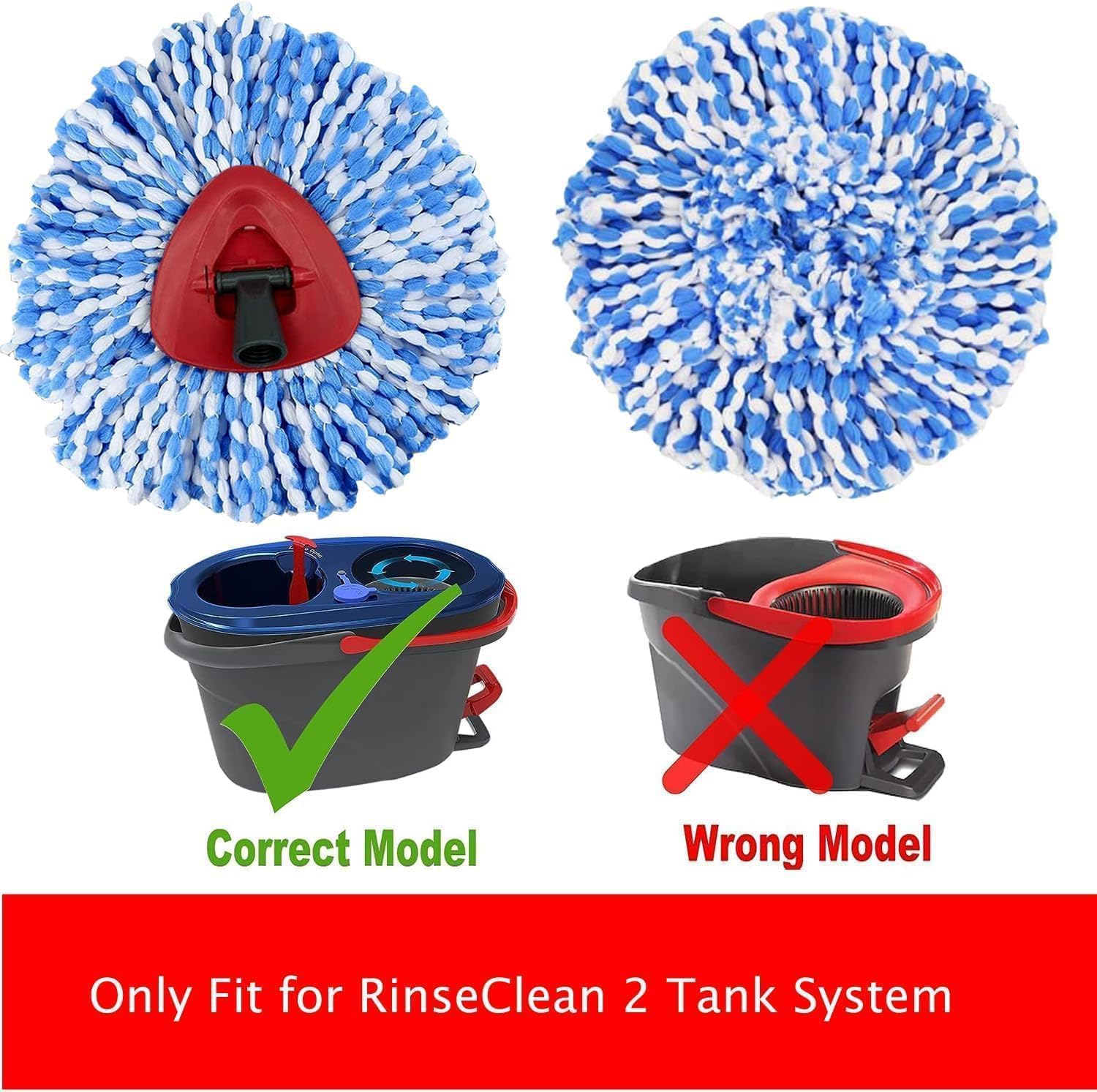 Spin Mop Head Replacement Compatiable with Oceda RinseClean 2-Tank System,12 Microfiber Mop Refills 3 Mop Base kit for Oceda RinseClean,Machine Washable,Easy to Replace Deep Cleaning