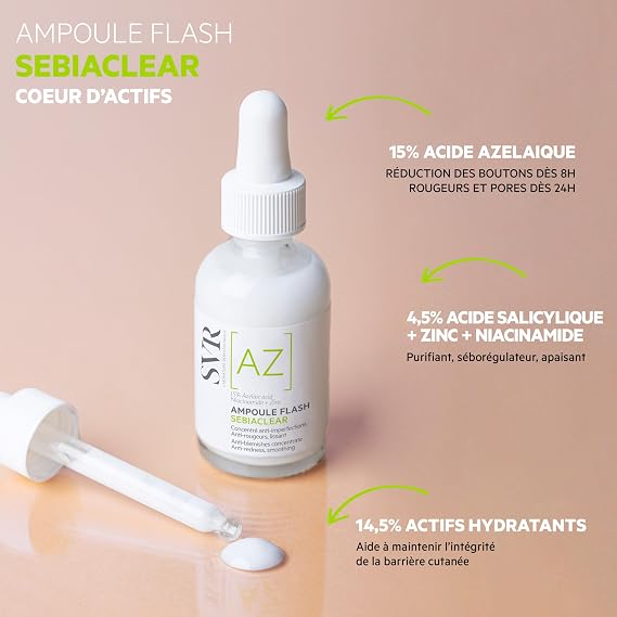 SVR Sebiaclear AZ Ampoule Flash Stain And Anti Redness Concentrated Serum 30ml
