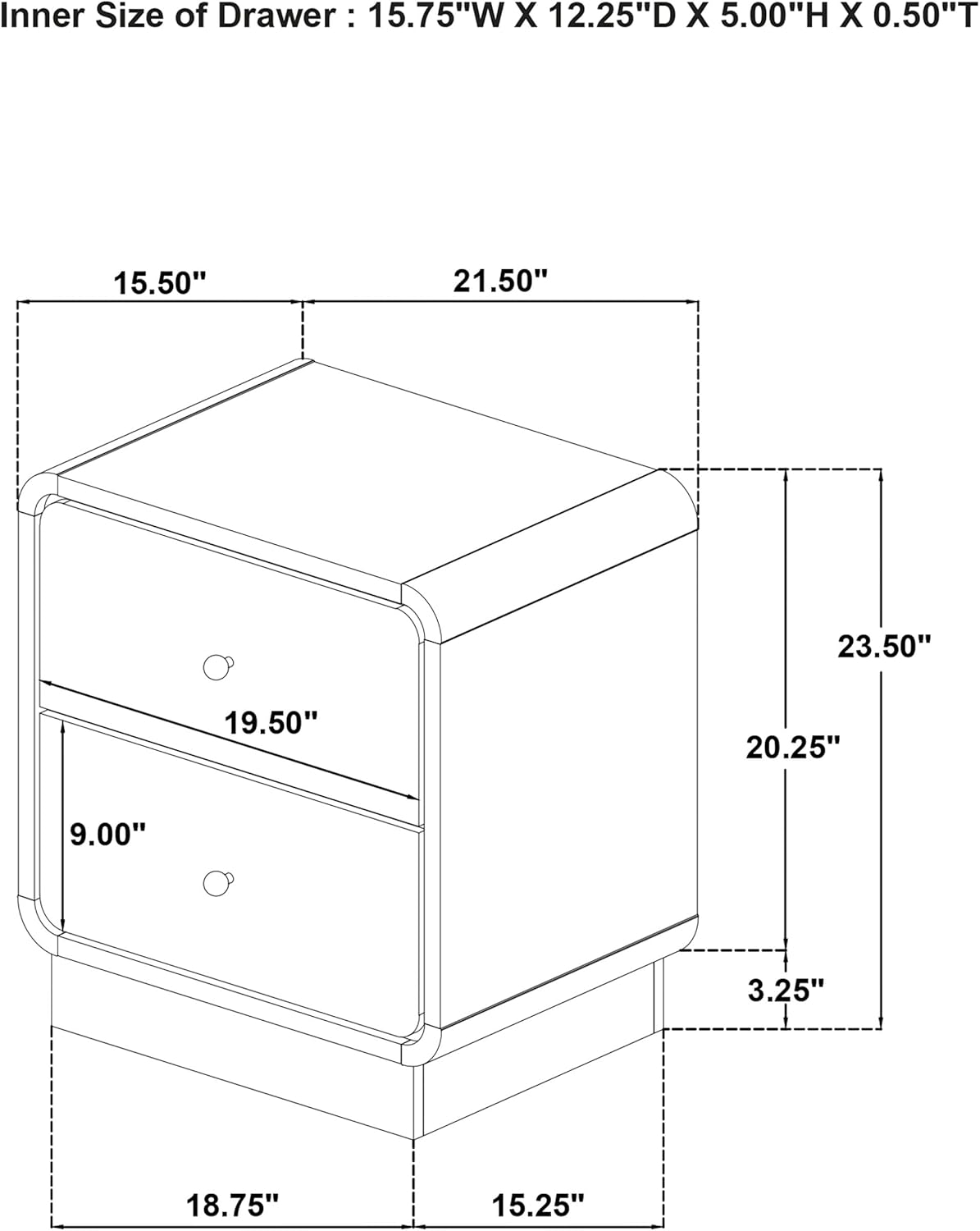 Coaster Home Furnishings Cavelle Transitional Wood 2-Drawer Bedroom Nightstand Bedside Table Organizer Unit Black 223662