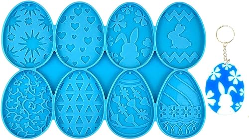 Uwariloy Molde de llavero de huevo de Pascua, moldes de llavero de huevo de Pascua de 8 ranuras, molde de llavero de huevo de Pascua, moldes de
