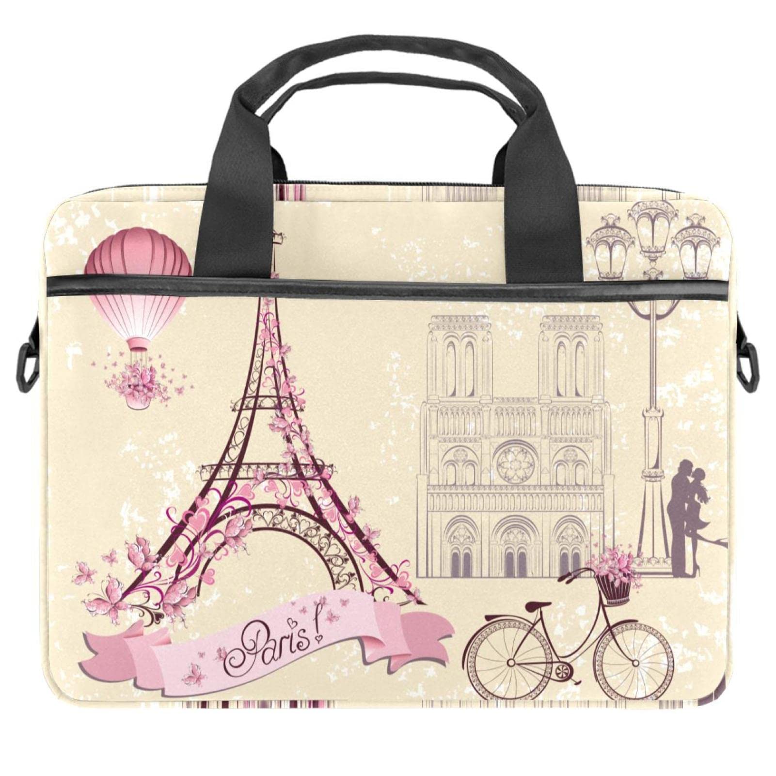 Maletín messenger portátil con diseño multicolor de París y protección acolchada delgada 7