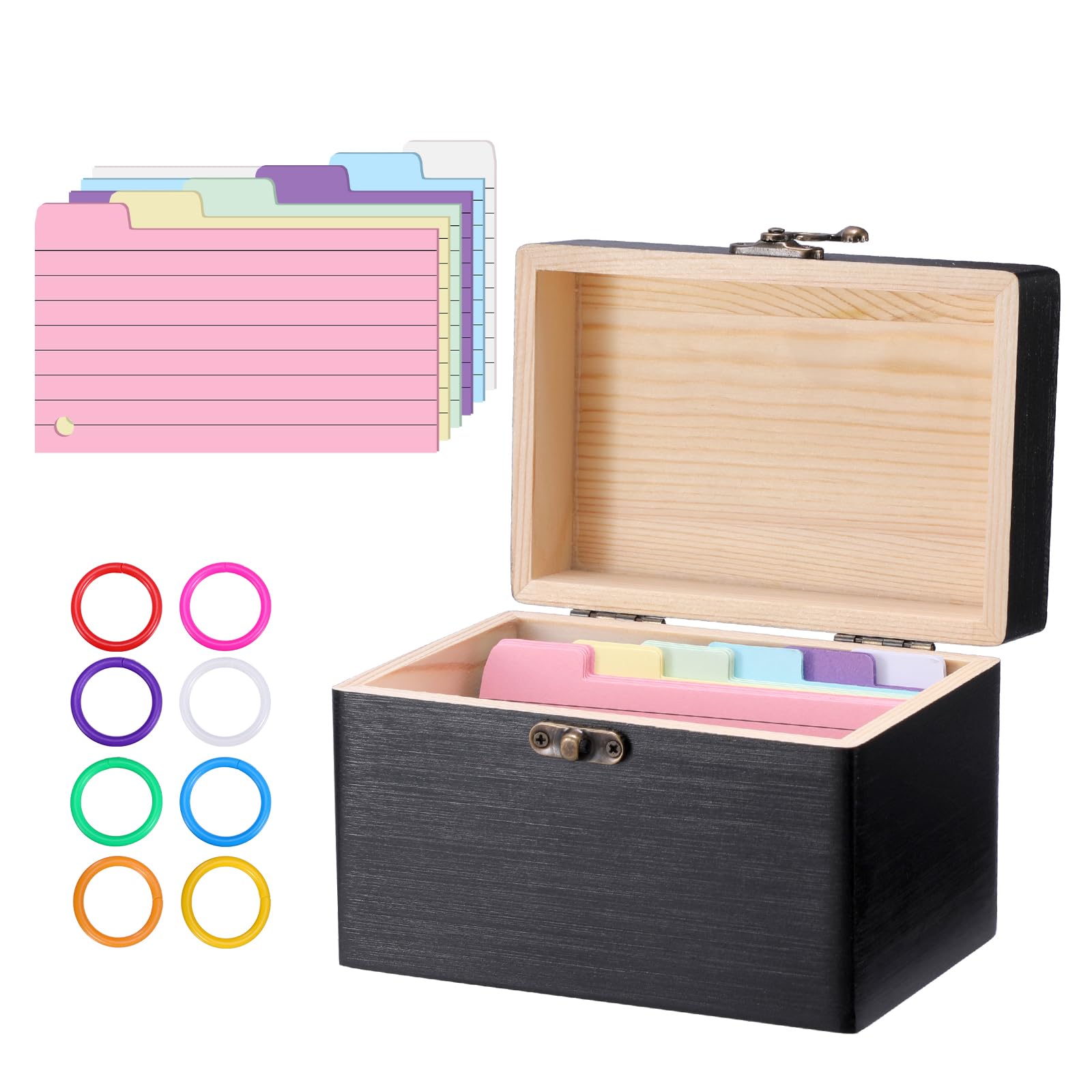 Organiseur de bureau compact : boîte de rangement en bois BTSKY noir