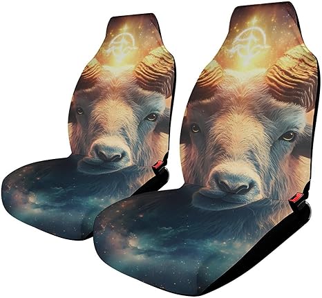 Aries-Zodiac Sign Cute Car Seat Cover Front Seats Cushion Protector Universal Fit Auto Interior Accessories