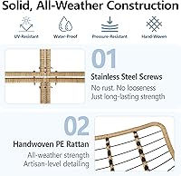 Vista 9 de SWITTE Silla mecedora para exteriores, balancín de patio de tamaño grande tipo papasan, cómoda silla de mimbre para leer, silla de huevo