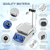 Vista 5 de Agitador magnético placa caliente con termómetro, placa de agitación magnética con recuperador de barra de agitación, agitador de placa caliente