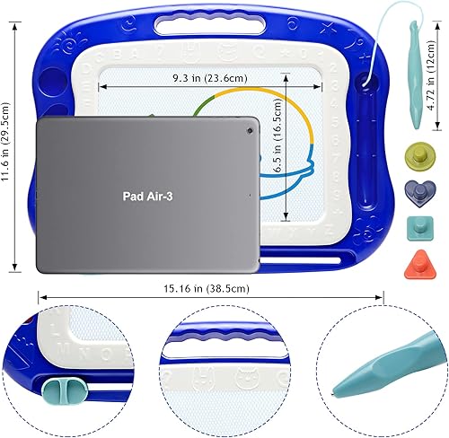 Miniatura 4 de Tablero magnético de dibujo, tablero grande para garabatos, juguetes para niñas y niños de 3, 4, 5, 6, 7 años, regalo para niños y niñas, un