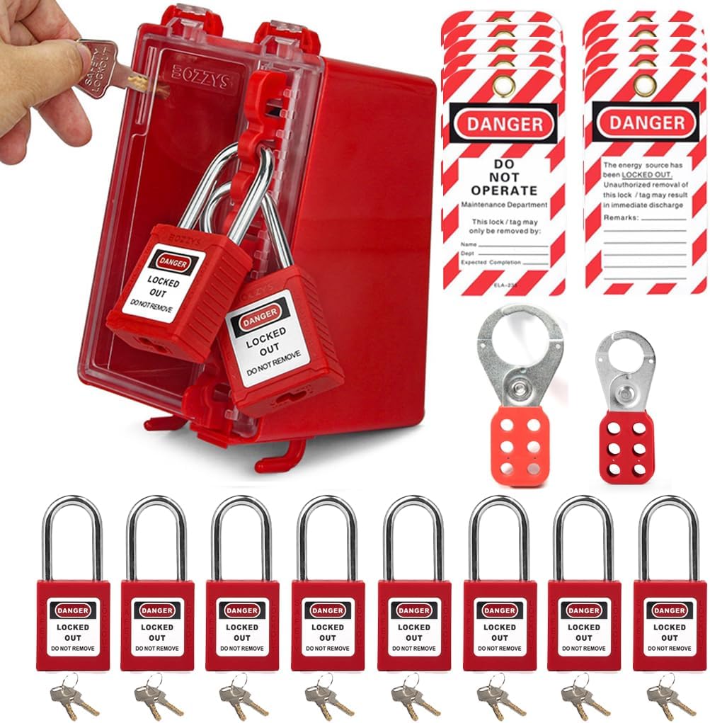 23 PCS Lockout Tagout Kits, Loto Kit 4 Kinds of Lockouts, Hasps, Tags, Box, Padlocks Lockout Tools for Electrical Risk Removal in Industrial Lock Box Group Locks Out Station (Lock Box Kits)
