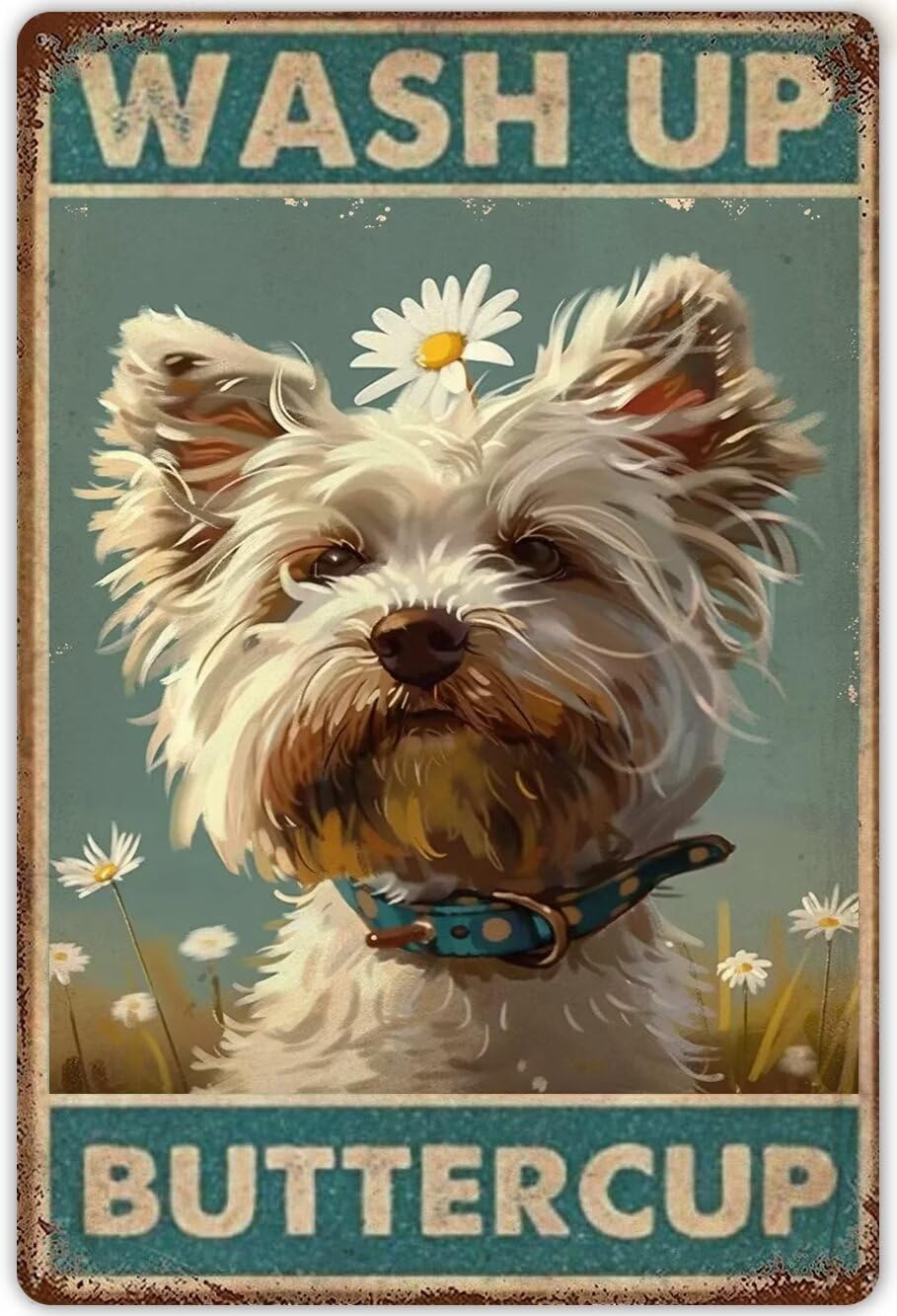 Anceky Westie Diamond Painting Kits for Adults,Funny Bathroom Signs Wash Up Buttercup 5D Diamond Art Kits Beginners Dog Lovers Full Drill Diamond Gem Art for Home Decor 12X16 Inch