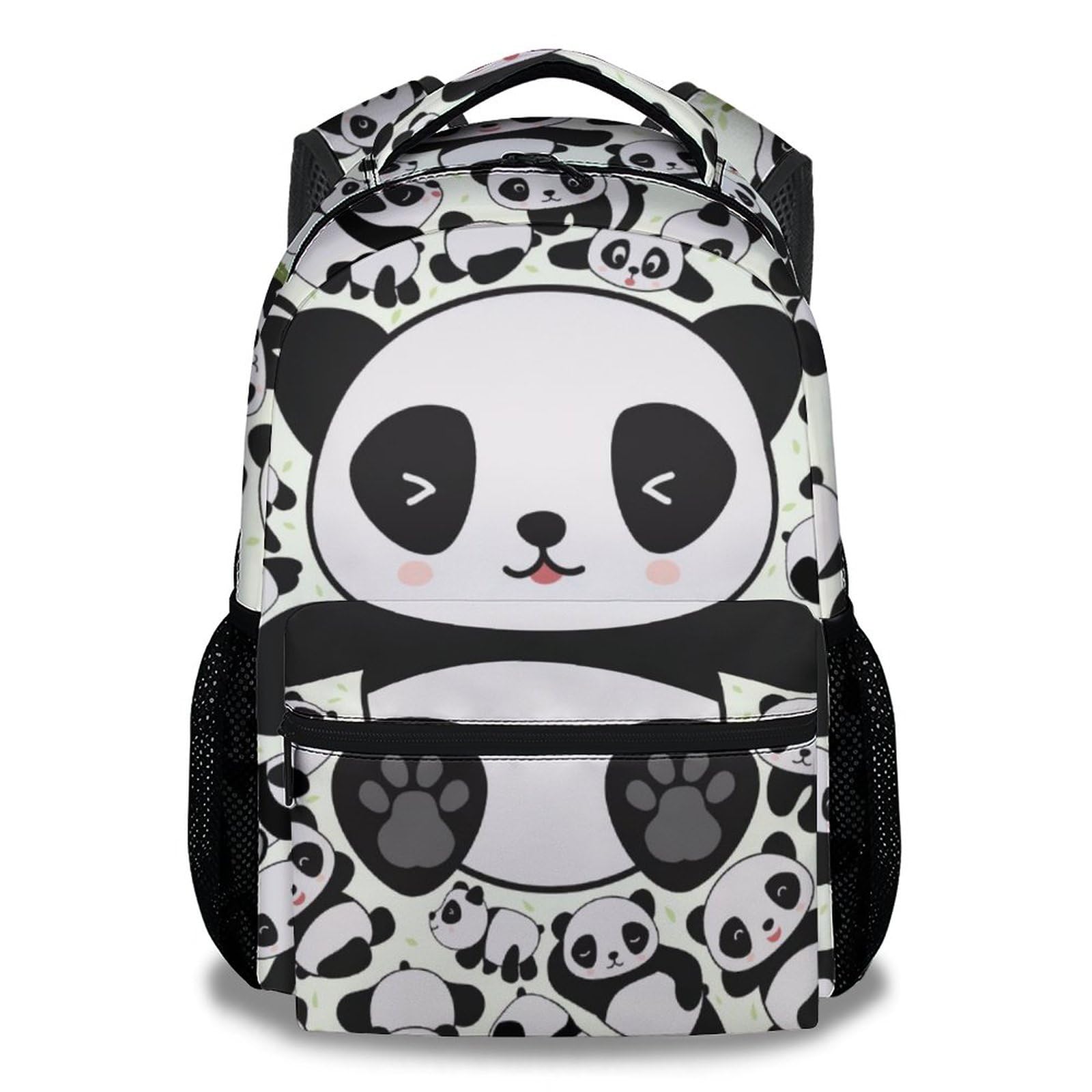 KAXVZER Panda Backpack for Girls - 16 Inch Black Backpacks for School - Cute Lightweight Bookbag for Kids