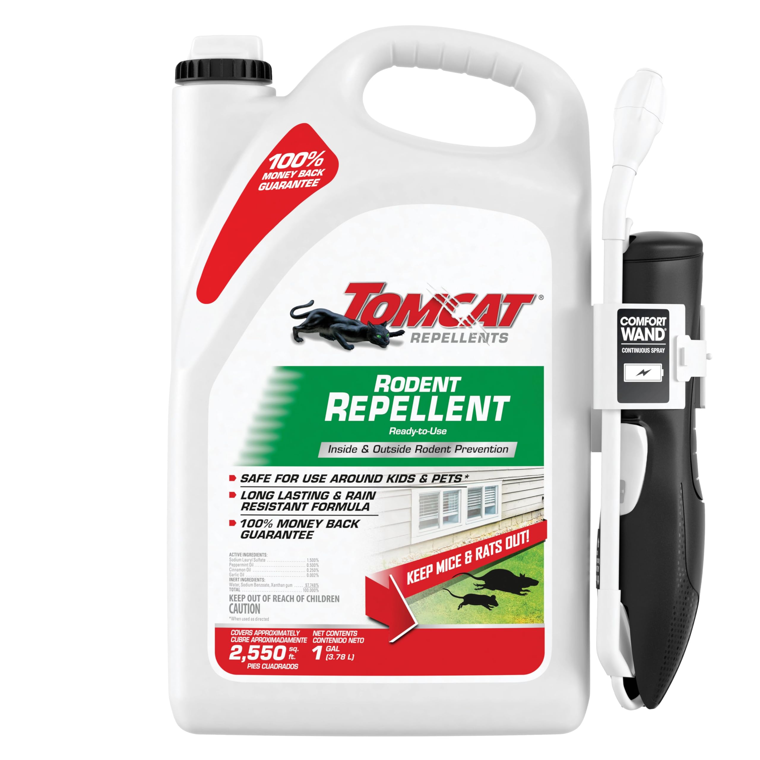 Tomcat Repellents Rodent Repellent Ready-to-Use — Indoor & Outdoor Mouse and Rat Deterrent with Peppermint, Cinnamon & Garlic Essential Oils, 1 Gallon, 1 gal.