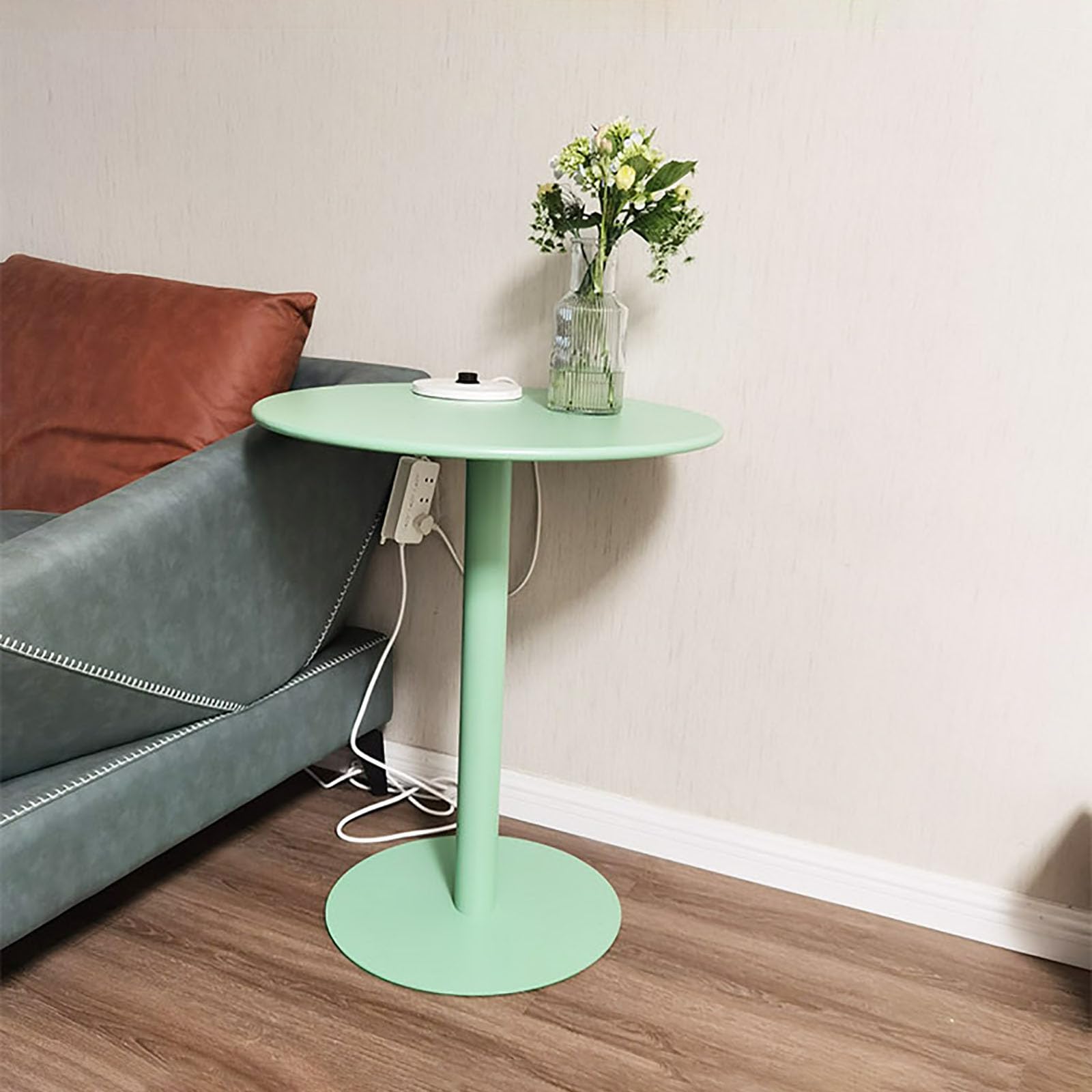 Tavolino da caffè Rotondo Vintage - Tavolino da Bar con Base in Marmo per spazi limitati - Elegante tavolino per Divano, Poltrona, Patio - 48 cm/18,9 Pollici Verde