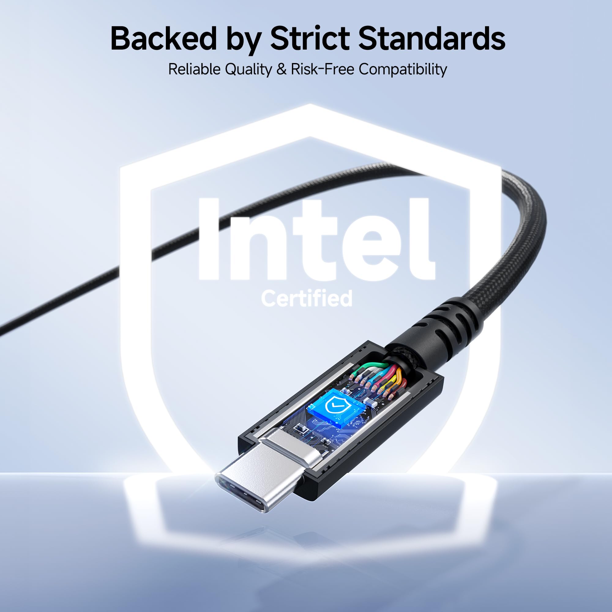 [Certyfikat Intel] Cable Matters Kabel Thunderbolt 5 80 Gbps, 2 m | Aktywny, podwójne 8K / 4K@540Hz, ładowanie 240 W, do 120 Gbps, czarny, zgodny z Thunderbolt 4/3 i USB4