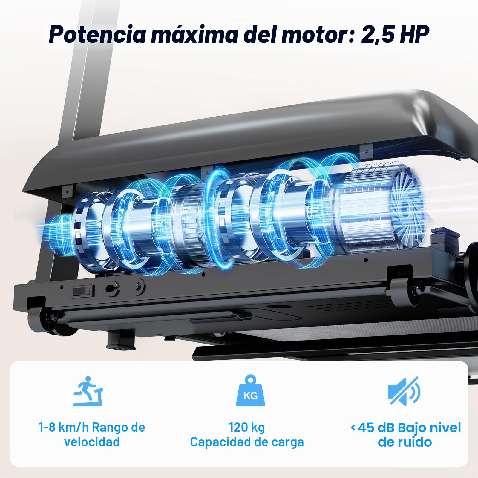 Cinta de Correr, Cinta de Correr Plegable 4 en 1 - Inclinación del 12% - Motor de 2,5 CV - Velocidad de 1 a 8 km/h - Equipada con Pantalla LED y Consola de Control.