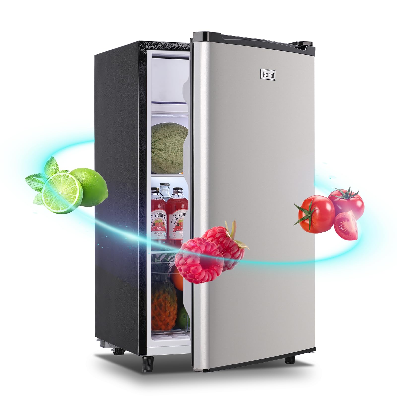 WANAI Mini Refrigerator with Freezer Compact Single Door Fridge Adjustable Temperature Side Door Wire Rack Suit for Dorm Bedroom Apartment SILVER on Fridge.com