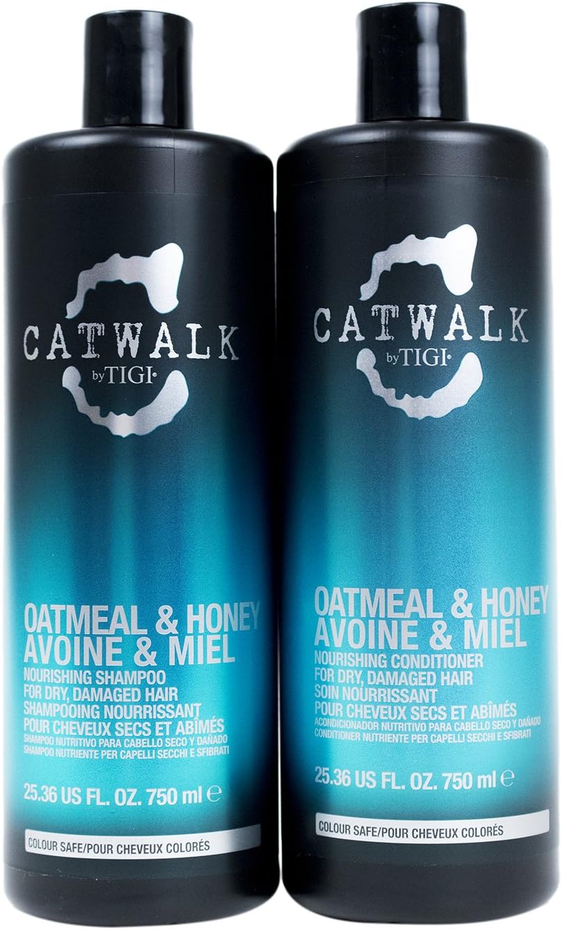 TIGI Catwalk Shampoo and Conditioner, Oatmeal & Honey, 25.36 Oz With Pumps