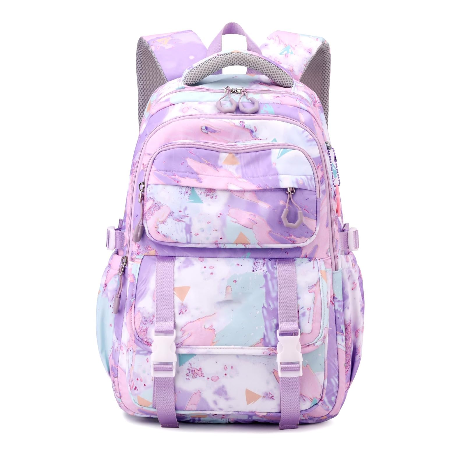 Girls School Backpack, Purple Marble Print, Water Resistant, Lightweight, Multi-Pocket, Ultra Soft Fabric-image-26