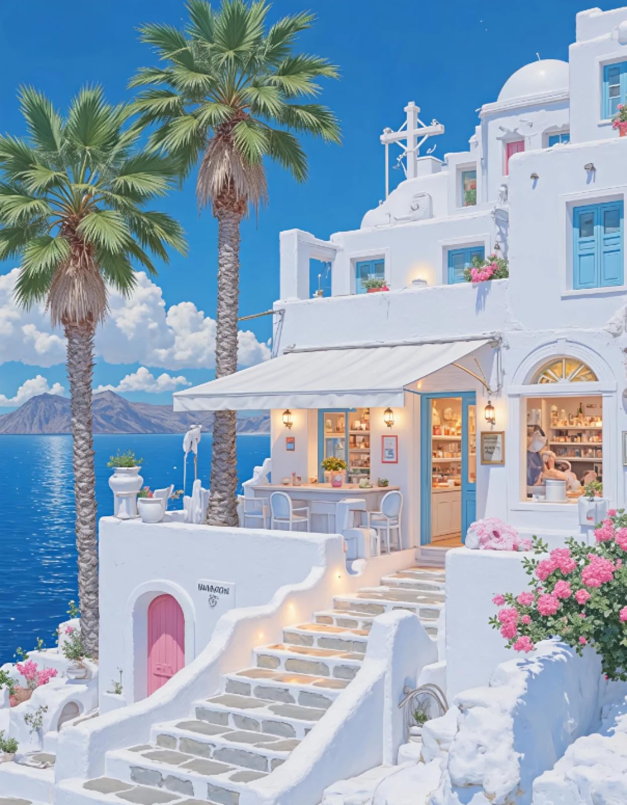 Stithej Stamped Cross Stitch Kit Seaside House Adult Beginner19.7x15.7in