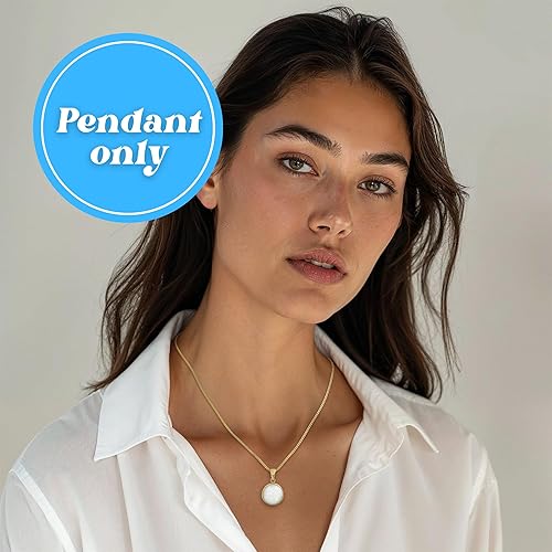 Miniatura 2 de 14K Gold White Opal Pendant - 14K Solid Yellow Gold Dainty Pendant with October Birthstone Pendant, 12mm Large Size Opal Gemstone - Handmade Bridal