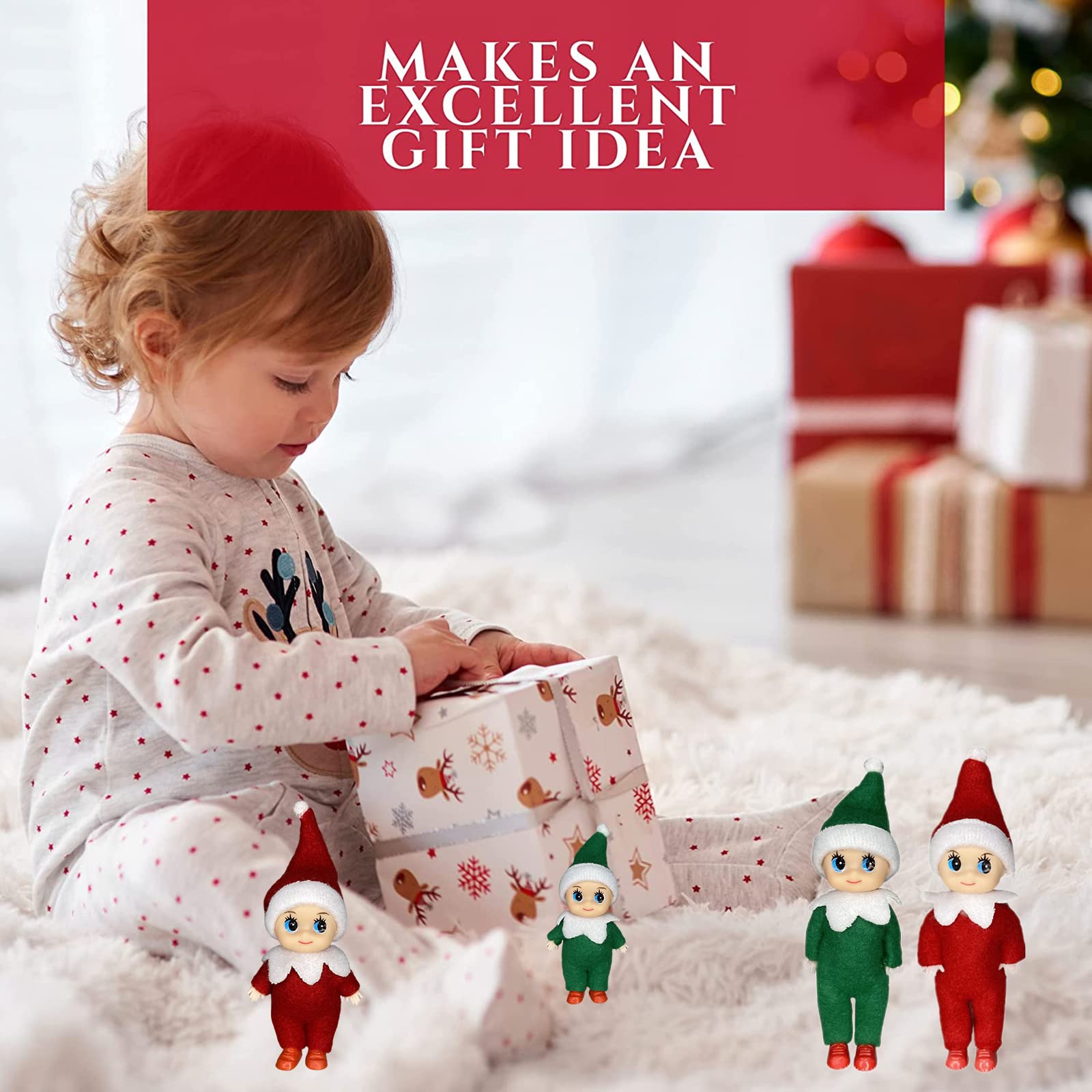 2pcs Christmas Elf Baby Twins Little Christmas Elves Christmas Tradition Mini Elf Baby Doll Christmas Accessory Tiny Elf Dolls for Boys&Girls Xmas Gift Advent Calendar Stocking Stuffers - Image 4