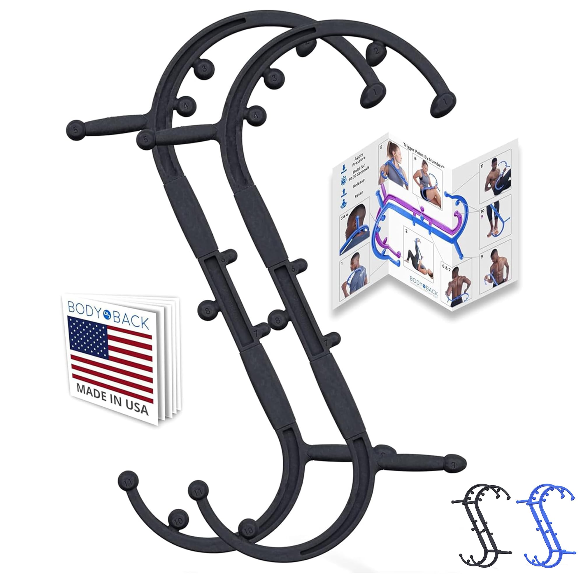 Body Back Buddy Elite Trigger Point Massage Tool, Neck and Back Massager Handheld, Manual Self Massager, Massage Cane, Muscle Knot Remover with