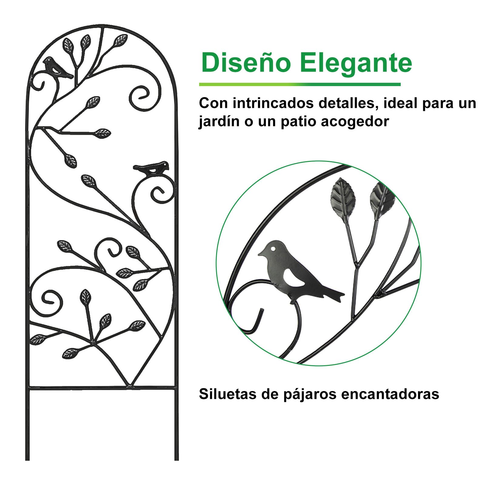 Amagabeli Enrejado Jardín de Metal Negro, 2 Piezas 1.2m(H) x 0.4m(L), Soporte para Plantas Trepadoras, Estructura Decorativa para Exterior/Interior, para Rosas, Hiedras, Enredaderas