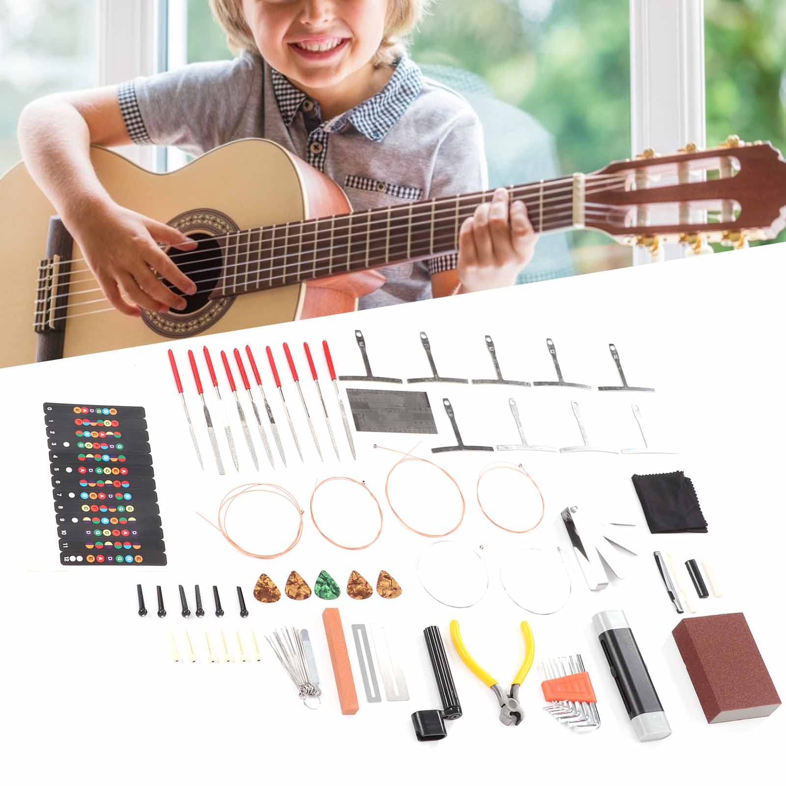Profesjonalny zestaw narzędzi do naprawy gitary, 1 zestaw, metal i ABS, do gitary elektrycznej, basu, mandoliny, banjo, ukulele i innych instrumentów strunowych