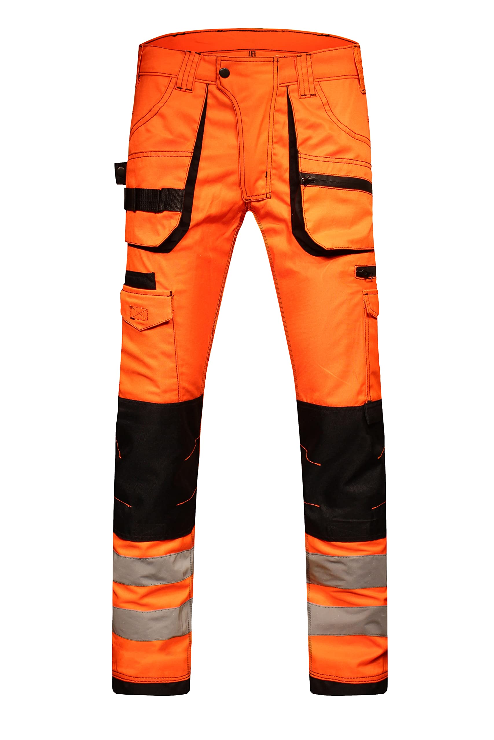 HASHOOB TRADING FZEMen’s Hi Vis Work Trousers high Visibility Cargo Workwear Soft Heavy Duty Multi Pocket Reflective Tape Pants