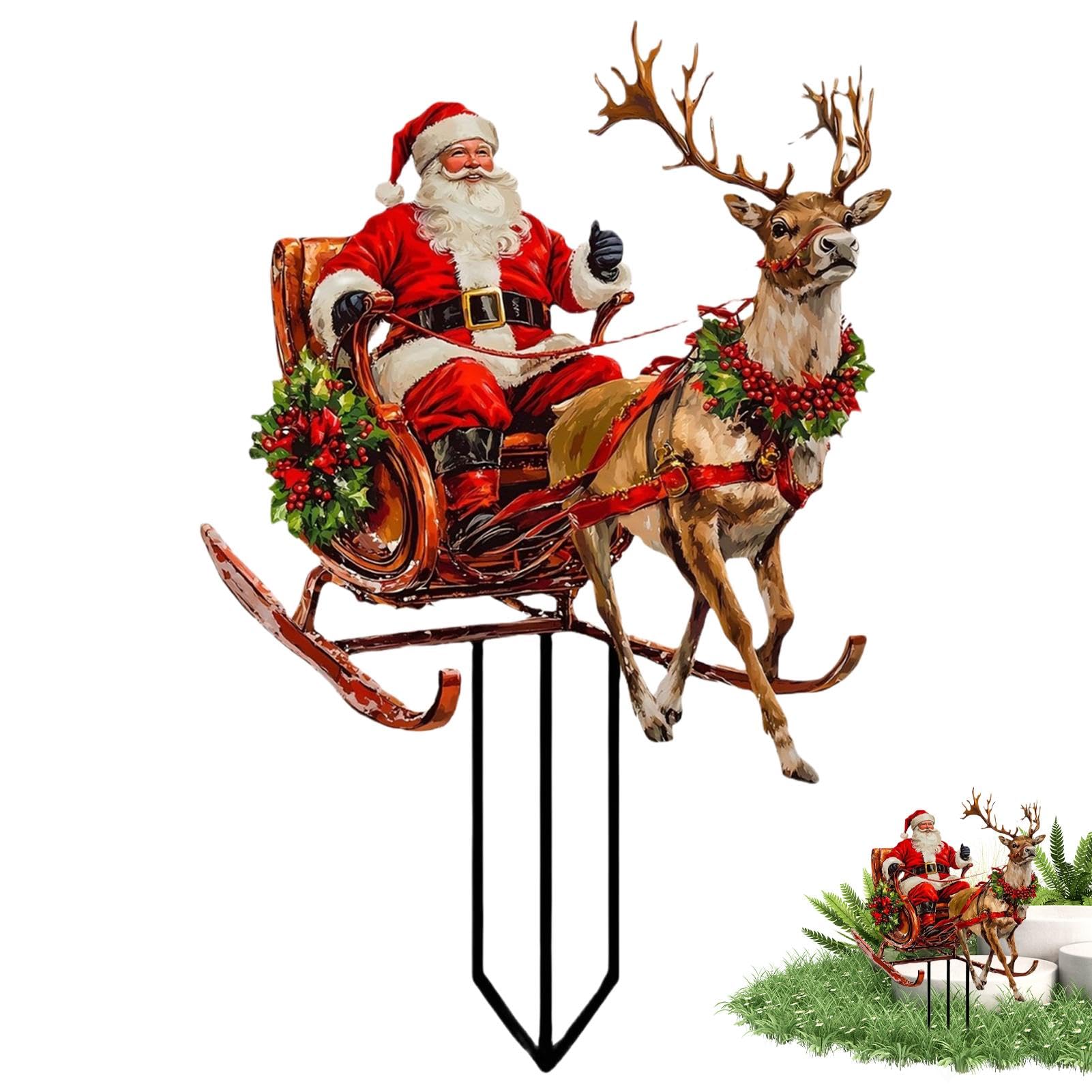 Amazon.co.jp: サンタクロース ガーデン ステークス、トナカイ