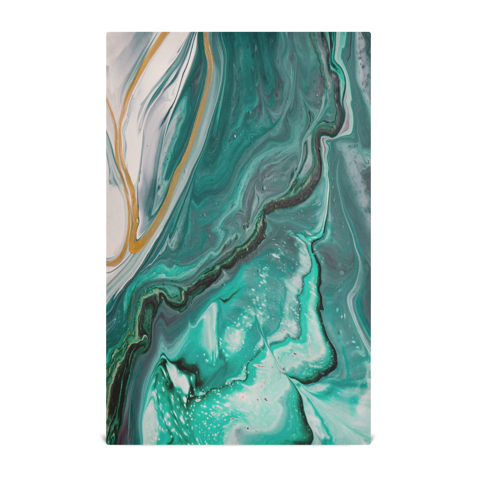 Beige Teal Turquoise Paint Splash Abstract Marbling Marble Fluid 1 Pack Polyester Kitchen Dish Towel, Hand Bar Tea Towels with Hanging Loop, Hemmed NapkinTowel Dishtowels Waffle Dishcloths