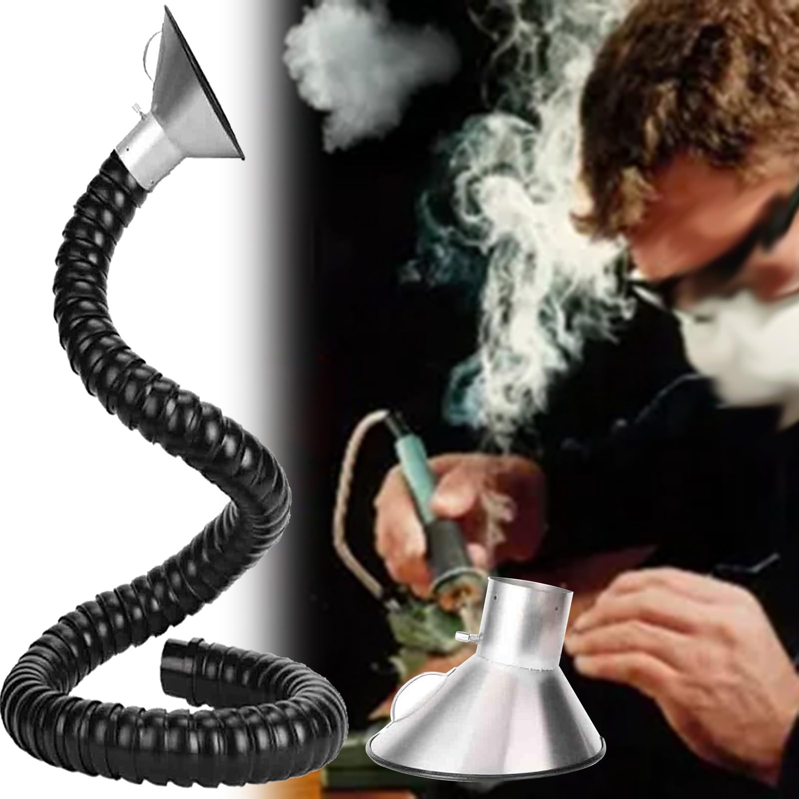 Tuyau d'aspiration des fumées articulé pour stopper les poussières