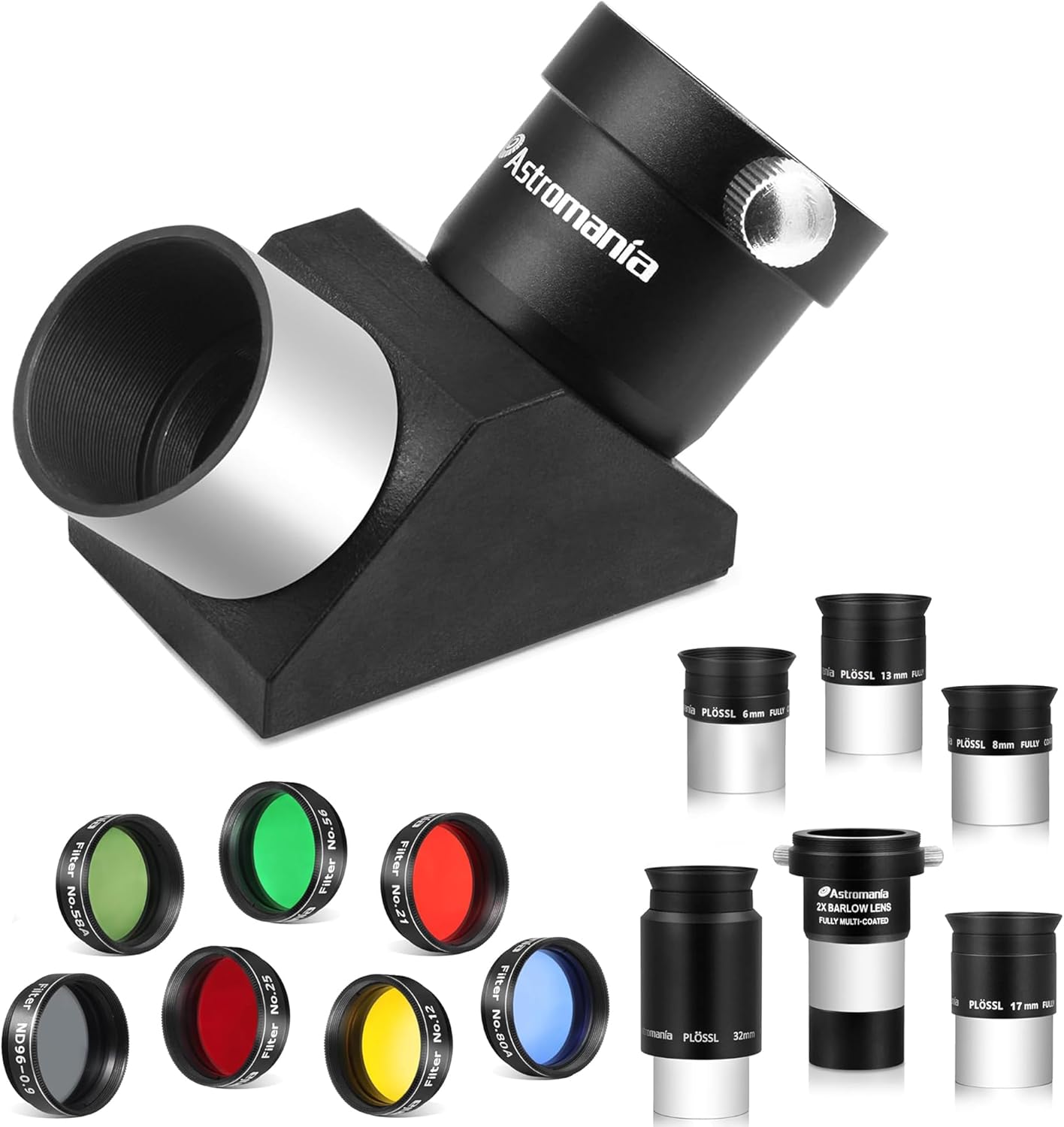 Astromania Astromania Telescope Accessory Kit 1.25 Inch - Bundle with - 1.25" 90-Degree Erecting Prism