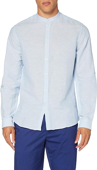 Springfield Classsic Linen Mao-C/16 Camisa Casual, Azul (Light_Blue 16),  X-Small (Tamaño del Fabricante: XS) para Hombre: Amazon.es: Ropa