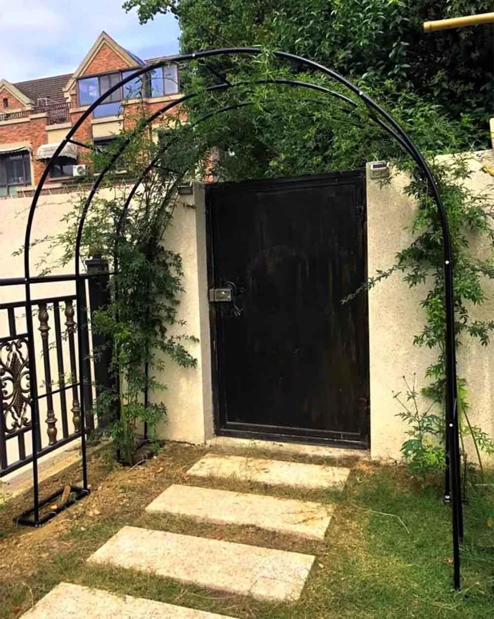Robusto arco da giardino in metallo largo 3,5 m per rose pergolato durevole in ferro per piante rampicanti, finitura bianca, larghezza 1,2 m x altezza 2,2 m, decorazione paesaggistica esterna