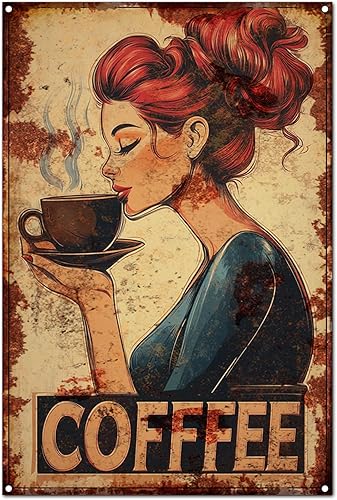 Divertida colección de letreros de hojalata vintage para amantes del café, decoración de pared retro para cafetería, bar, garaje, cueva de hombre,