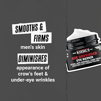 Kiehl's Age Defender Eye Repair, Men's Anti-Aging Eye Cream, Reduces Dark Circles, Wrinkles and Puffiness while Firming Skin, Minimizes Crow's Feet and Under-Eye Wrinkles, Fragrance and Paraben Free