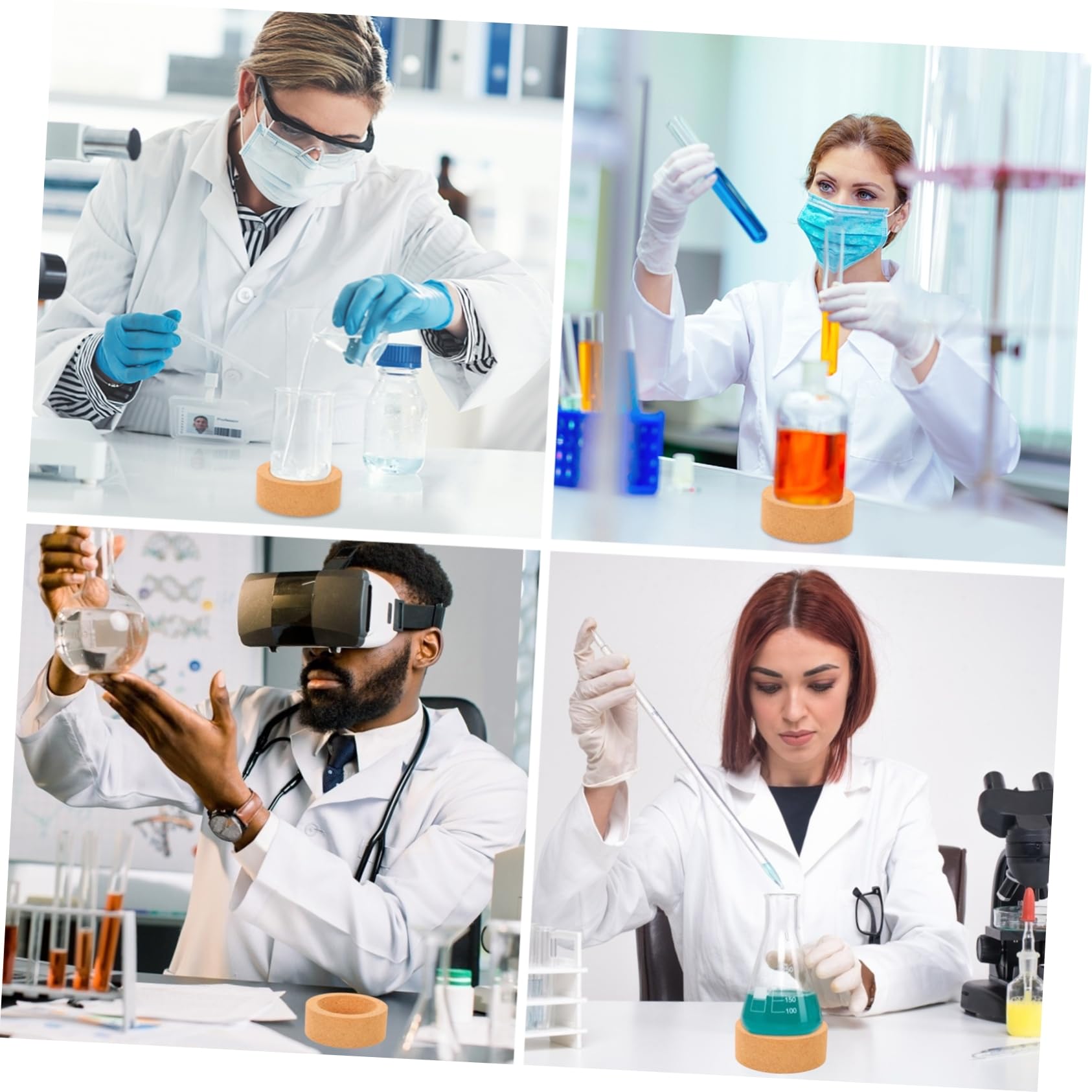 OUNONA Lot de 2 Supports de Flacons en Liège Supports de Base de Flacons de Laboratoire de Flacon Résistants à La Chaleur - Corrosifs 2 Pièces