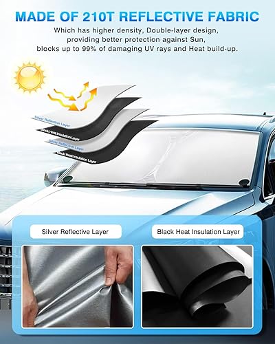Miniatura 5 de KUST Parasol para parabrisas para Toyota Crown 2023 2024, accesorios para ventana, protector de visera solar, plegable, bloquea los rayos UV,