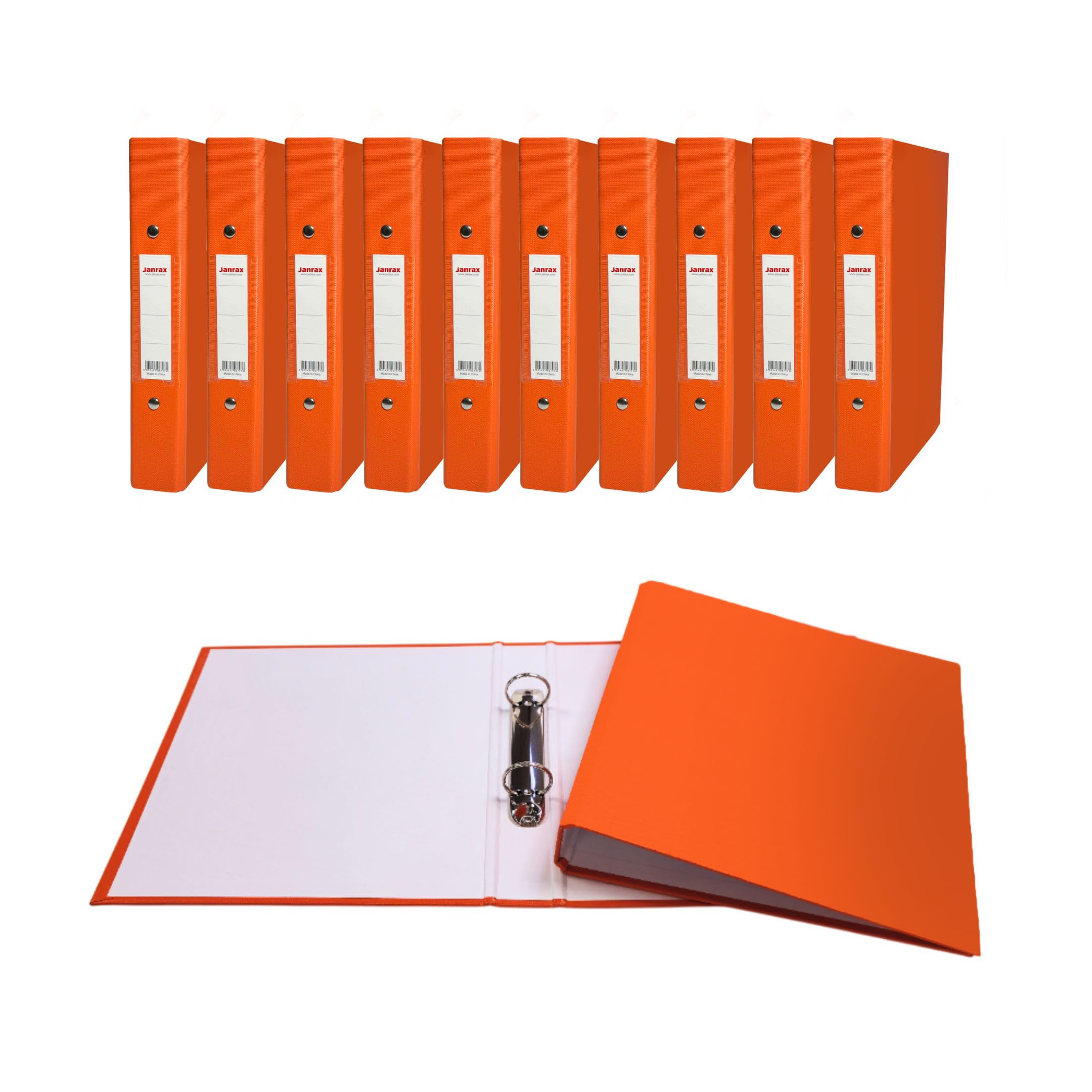 Pack of 5 A5 Small Orange Paper Over Board Ring Binders by Janrax